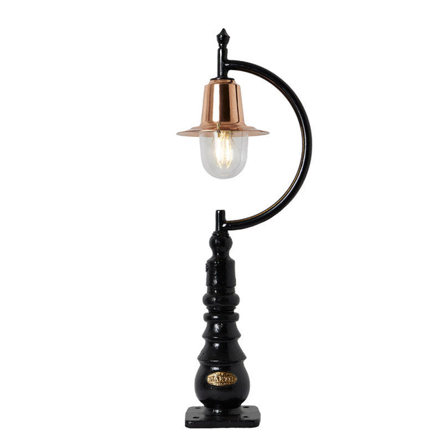 Vintage tear drop pedestal light in copper and cast iron