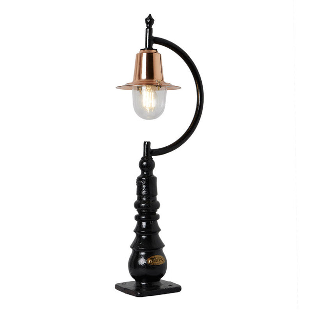 Vintage tear drop pedestal light in copper and cast iron