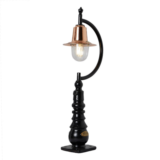 Vintage tear drop pedestal light in copper and cast iron