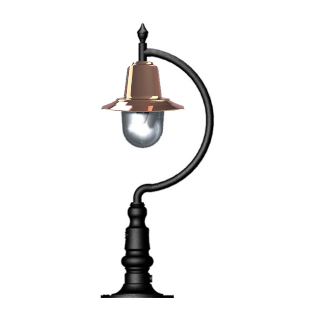 Vintage tear drop pier light in copper and cast iron