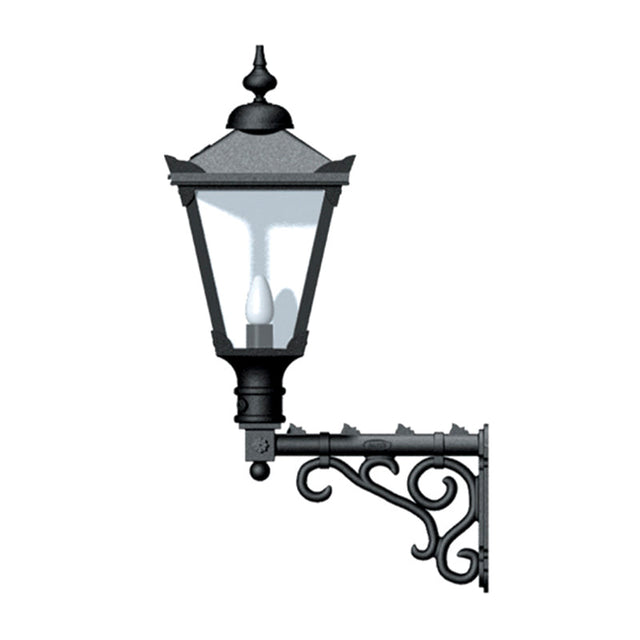 Victorian traditional cast iron wall light with decorative arm