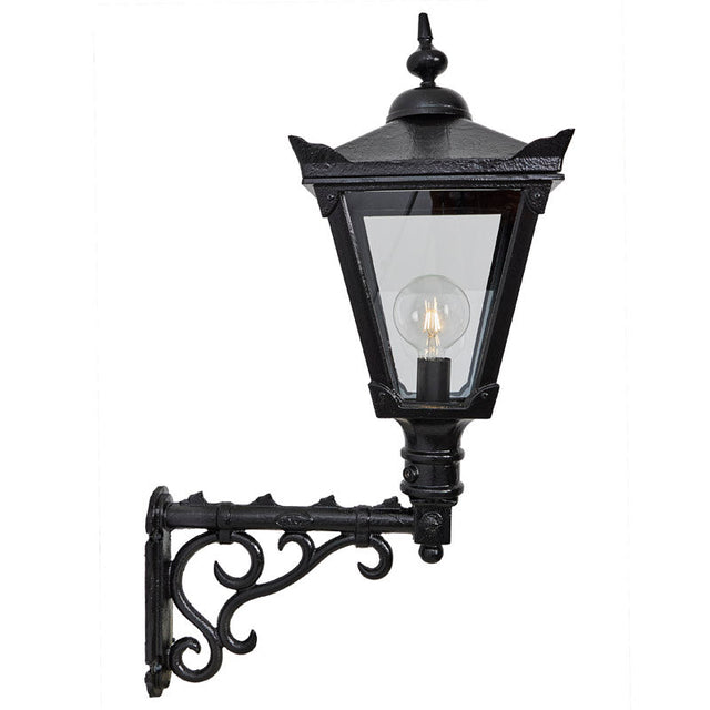 Victorian traditional cast iron wall light with decorative arm