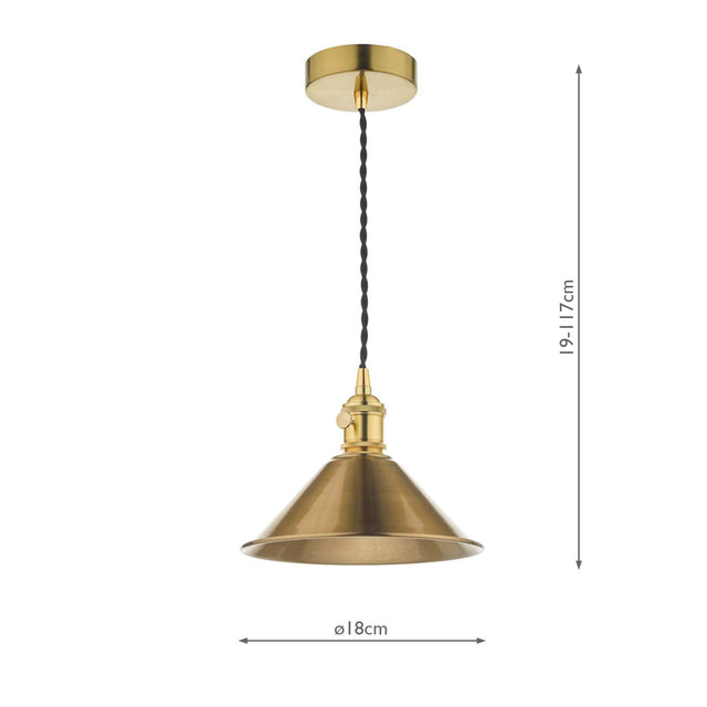 Hadano Pendant Natural Brass With Aged Brass Shade