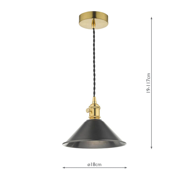 Hadano Pendant Natural Brass With Antique Pewter Shade