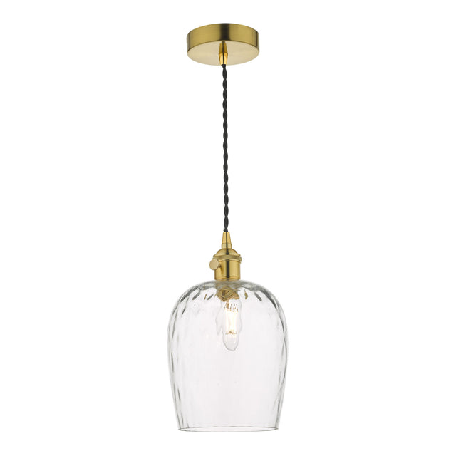 Hadano Pendant Natural Brass With Dimpled Glass Shade