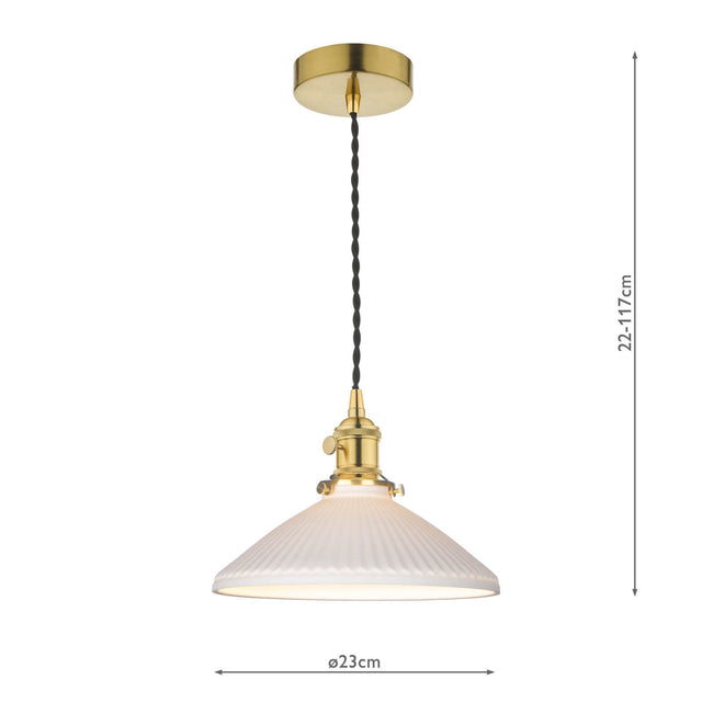 Hadano Pendant Natural Brass & Ceramic Shallow Shade