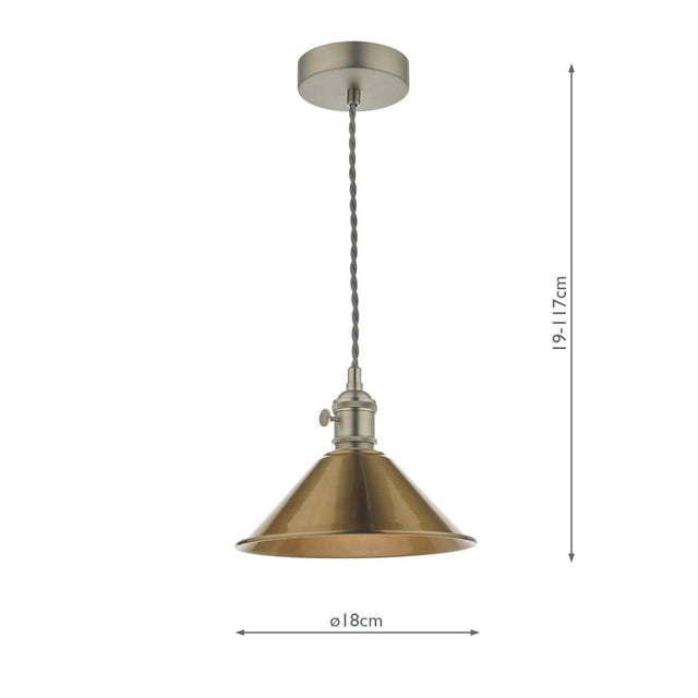 Hadano Pendant Antique Chrome With Aged Brass Shade