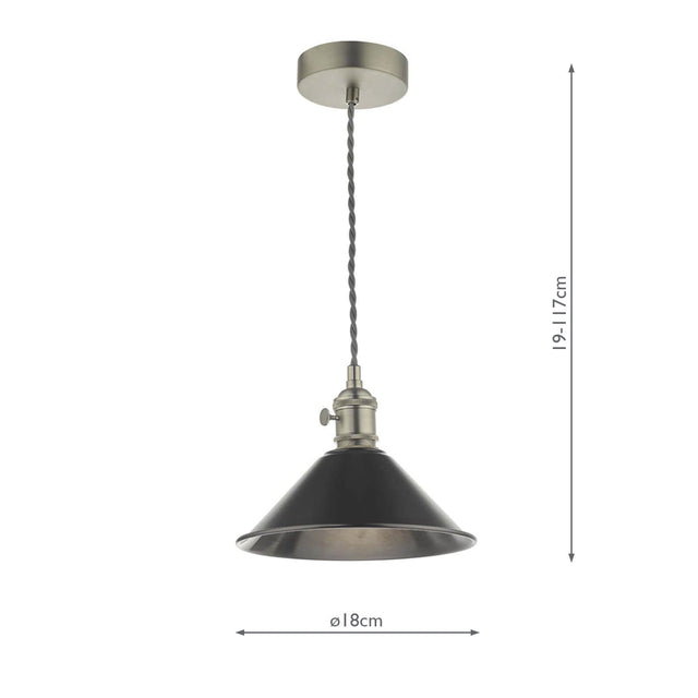 Hadano Pendant Antique Chrome With Antique Pewter Shade