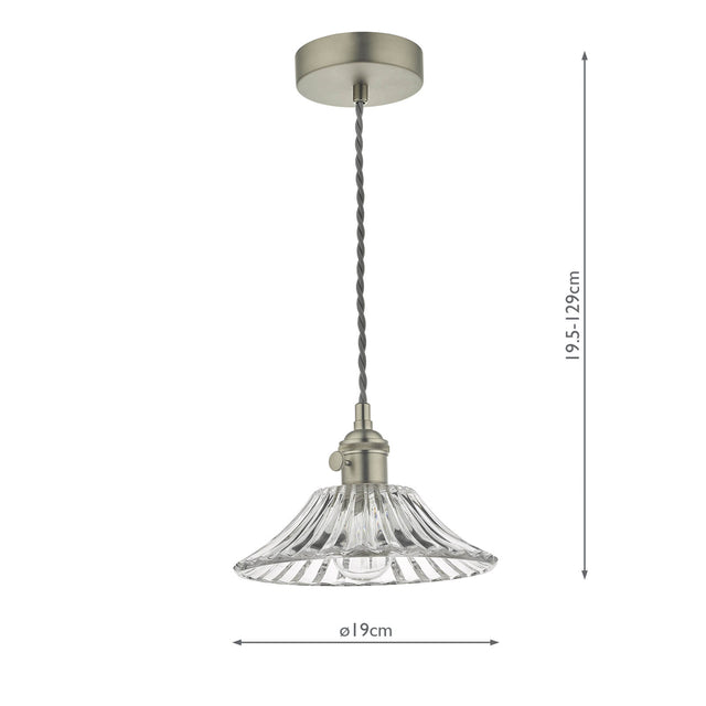 Hadano Pendant Antique Chrome With Flared Glass Shade