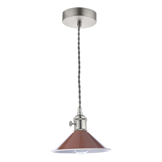 Hadano 1 Light Pendant Antique Chrome With Umber Shade