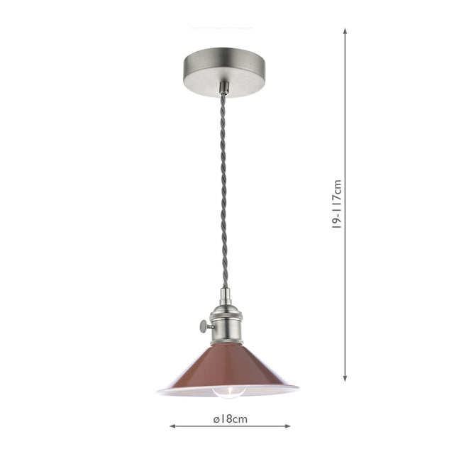 Hadano 1 Light Pendant Antique Chrome With Umber Shade