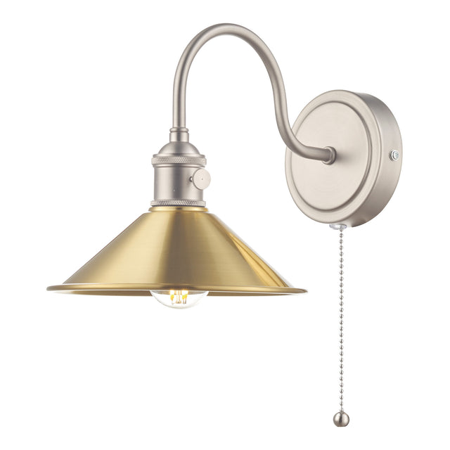 Hadano Wall Light Brass With Antique Pewter Shade