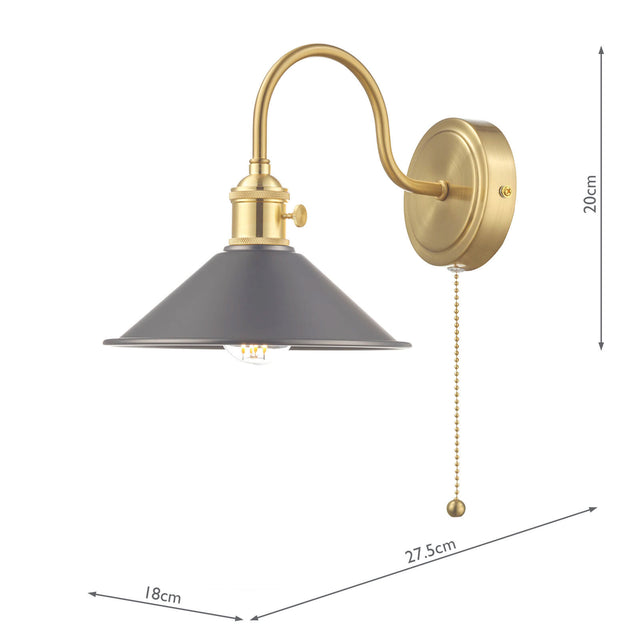 Hadano Wall Light Brass With Antique Pewter Shade