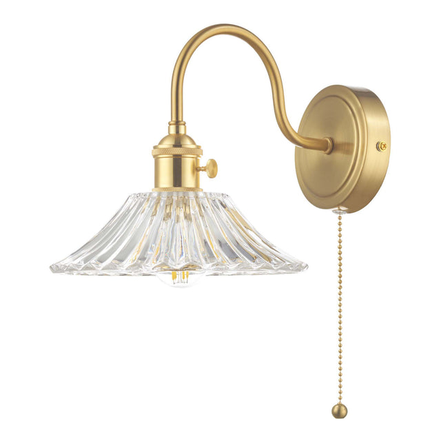 Hadano Wall Light Brass With Clear Flared Glass Shade