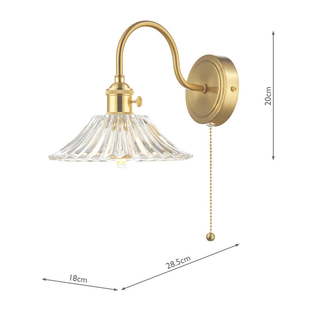 Hadano Wall Light Brass With Clear Flared Glass Shade