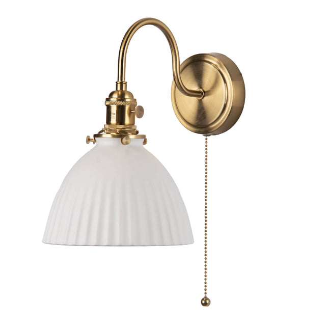 Hadano Wall Light Natural Brass & Ceramic Domed Shade