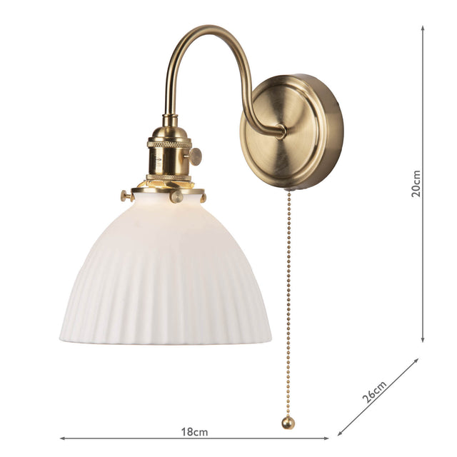 Hadano Wall Light Natural Brass & Ceramic Domed Shade