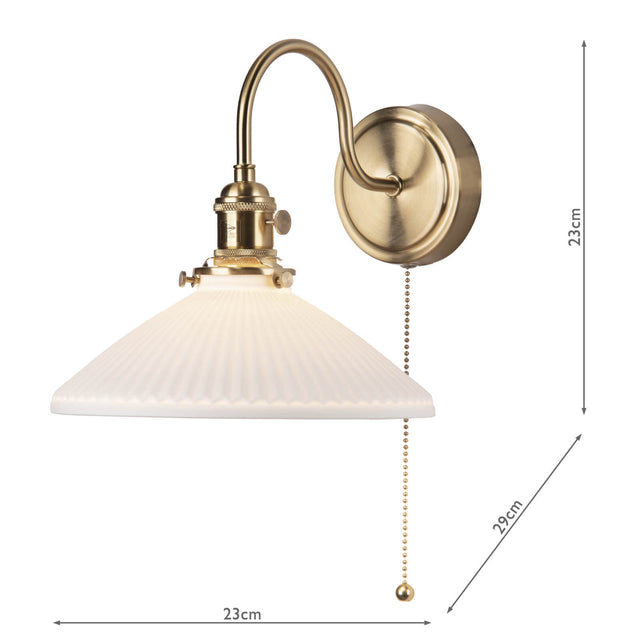 Hadano Wall Light Natural Brass & Ceramic Shallow Shade