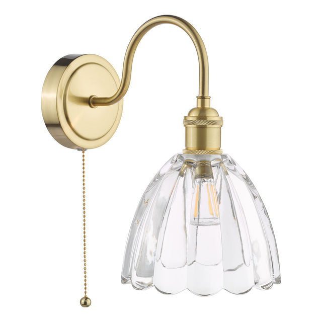 Hadano Wall Light Natural Brass and Scalloped Bell Glass