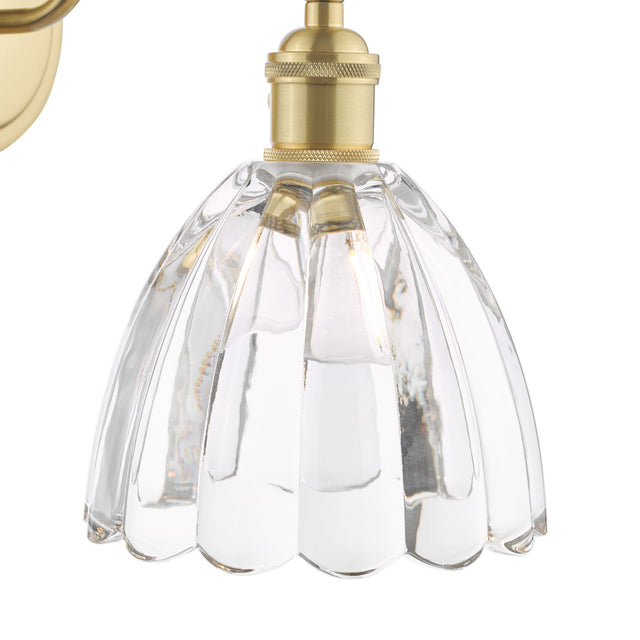 Hadano Wall Light Natural Brass and Scalloped Bell Glass