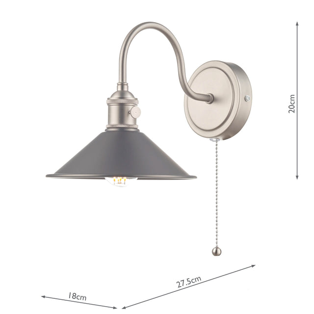 Hadano Wall Light Antique Chrome With Antique Pewter Shade