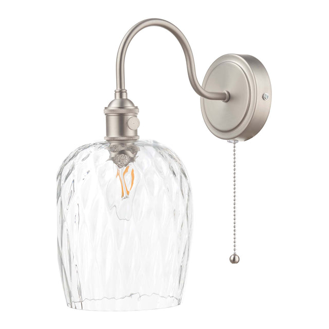 Hadano Wall Light Antique Chrome With Clear Dimpled Glass Shade