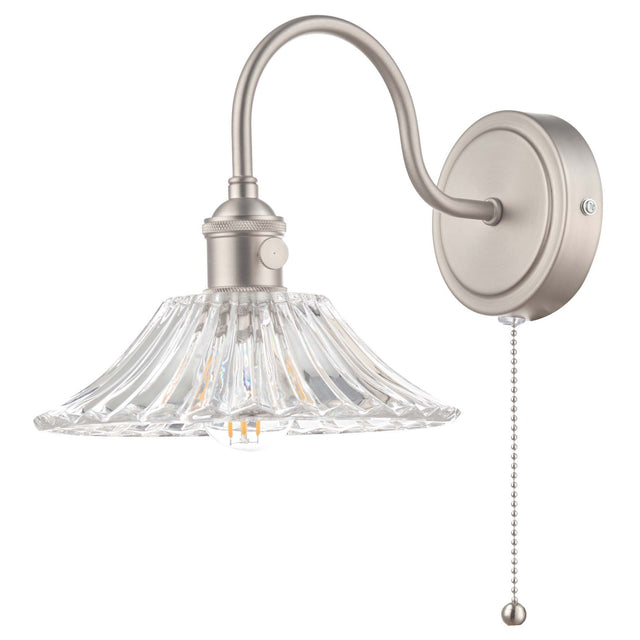 Hadano Wall Light Antique Chrome With Clear Flared Glass shade