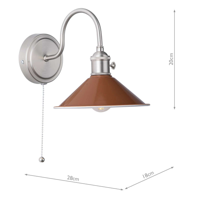 Hadano Wall Light Antique Chrome With Umber Shade