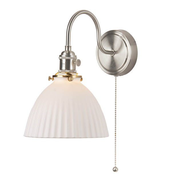 Hadano Wall Light Antique Chrome & Ceramic Domed Shade