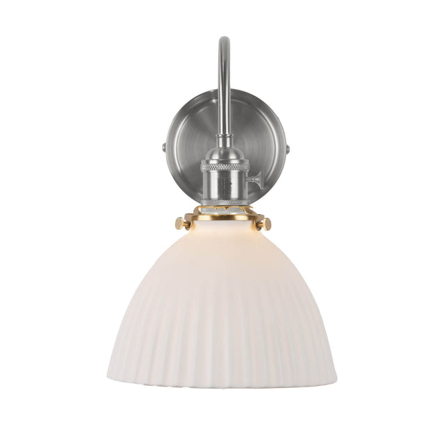 Hadano Wall Light Antique Chrome & Ceramic Domed Shade