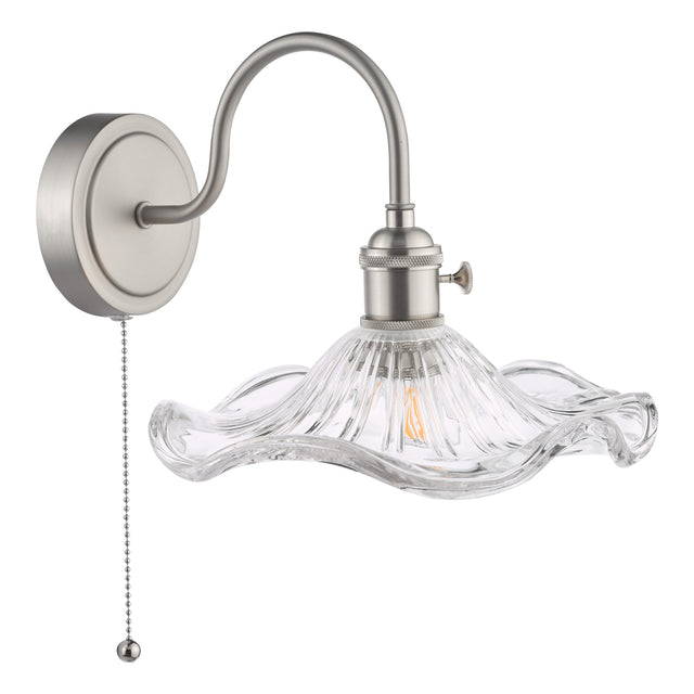 Hadano Wall Light Antique Chrome and Wavy Glass