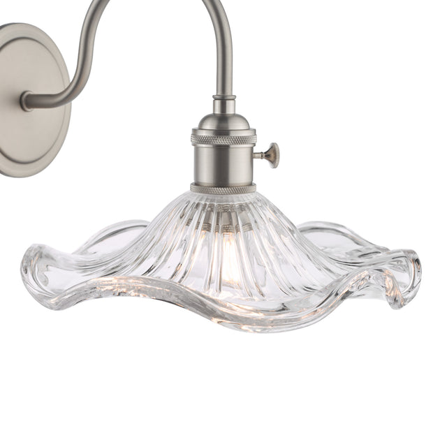 Hadano Wall Light Antique Chrome and Wavy Glass