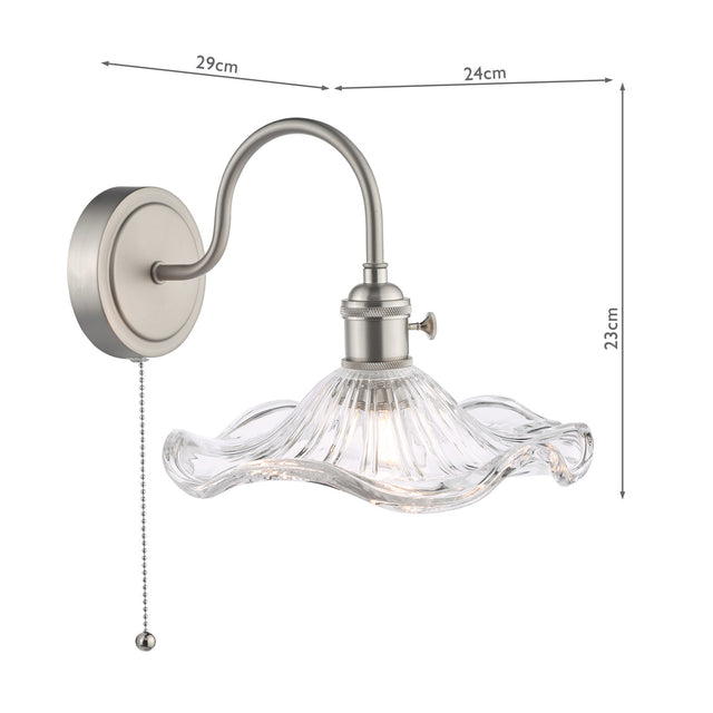 Hadano Wall Light Antique Chrome and Wavy Glass