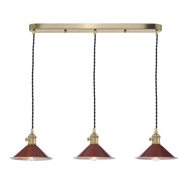 Hadano 3 Light Brass Suspension With Umber Shades