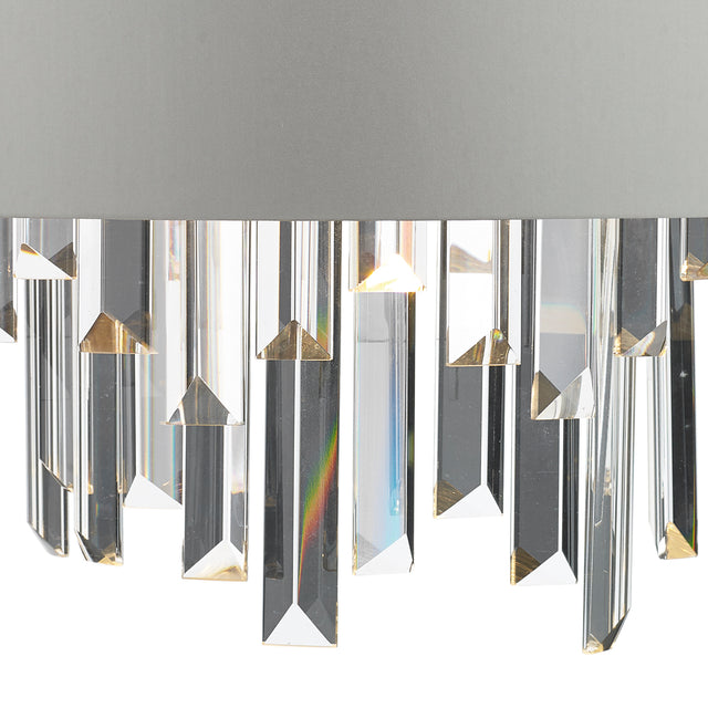 Halle 2 Light Wall Light Grey Shade & Crystal