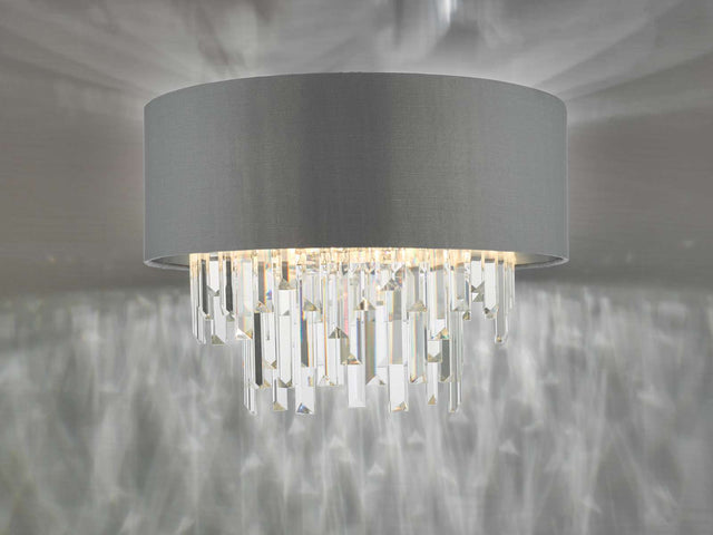 Halle 4 Light Flush Grey Shade Crystal