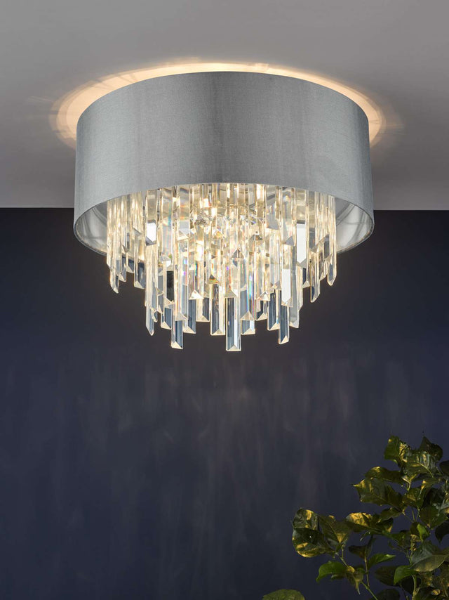 Halle 4 Light Flush Grey Shade Crystal