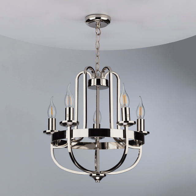 Heythrope 5 Light Pendant Polished Nickel