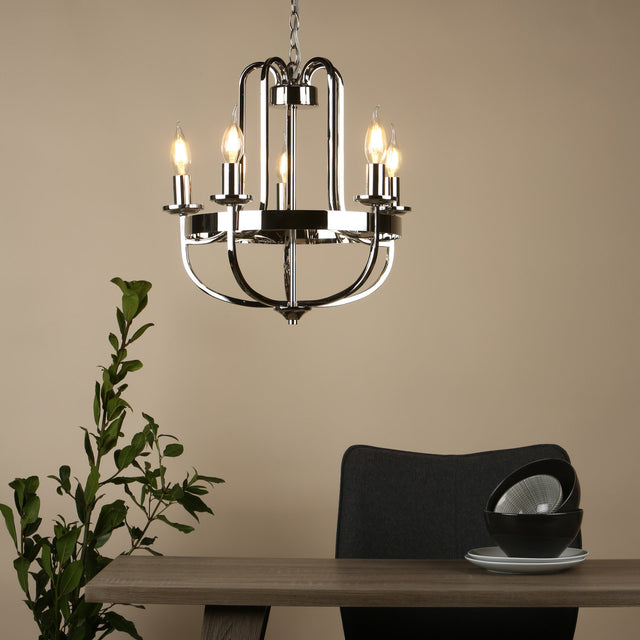 Heythrope 5 Light Pendant Polished Nickel