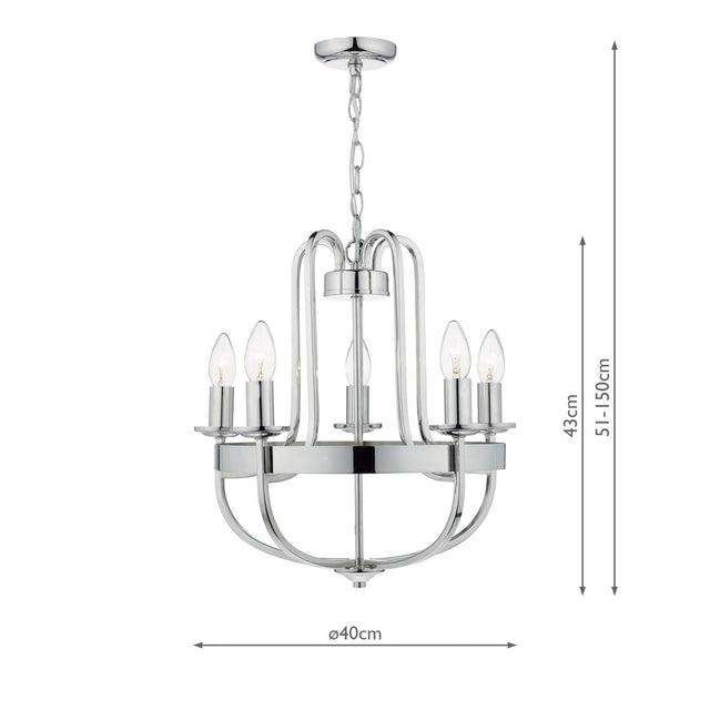 Heythrope 5 Light Pendant Polished Nickel