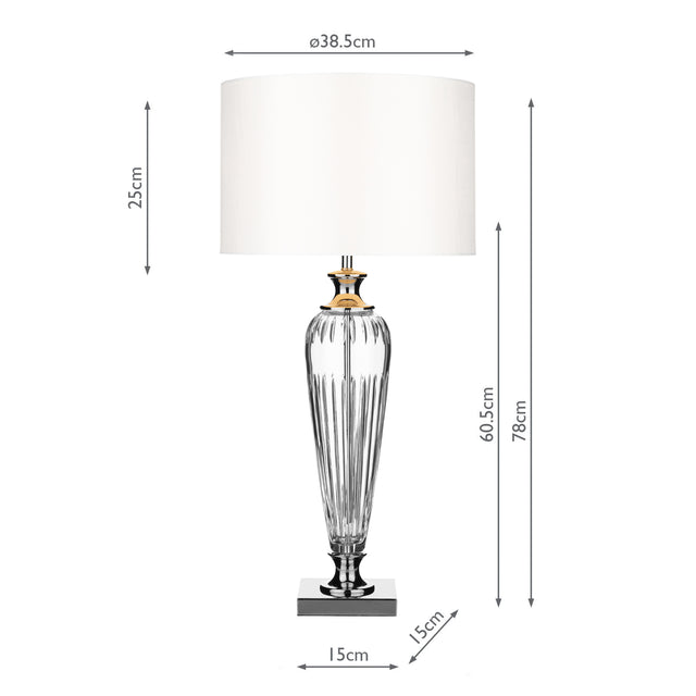 Hinton Table Lamp Polished Chrome Crystal With Shade