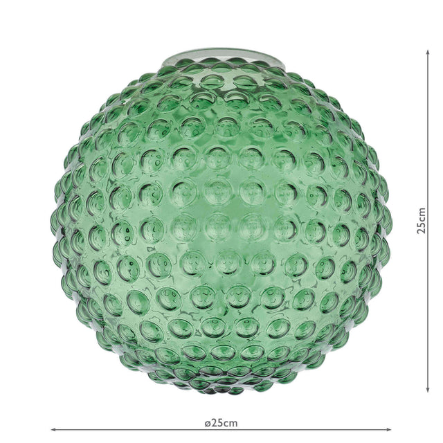 Hobnail Easy Fit Shade Green Glass 25cm