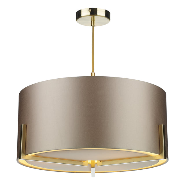 Huxley 3 Light Pendant Satin Gold and Bespoke With Shade