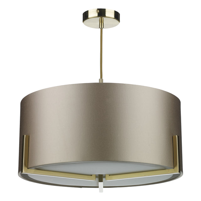 Huxley 3 Light Pendant Satin Gold and Bespoke With Shade