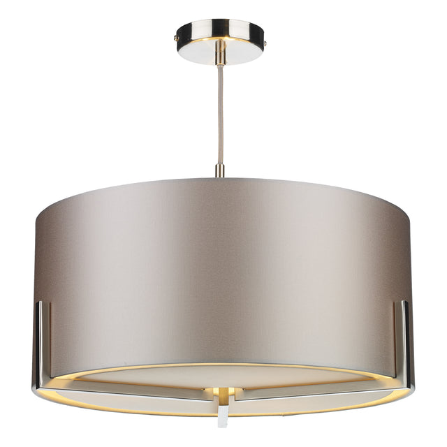 Huxley 3 Light Pendant Satin Chrome and Bespoke With Shade