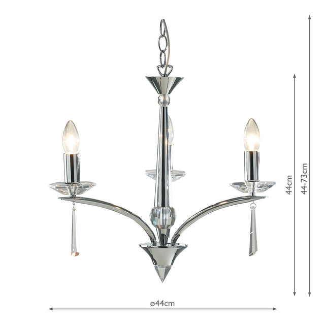 Hyperion 3 Light Dual Mount Pendant Polished Chrome Crystal