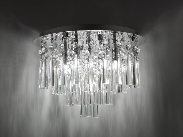 Iclyn 5 Light Flush Polished Chrome Crystal