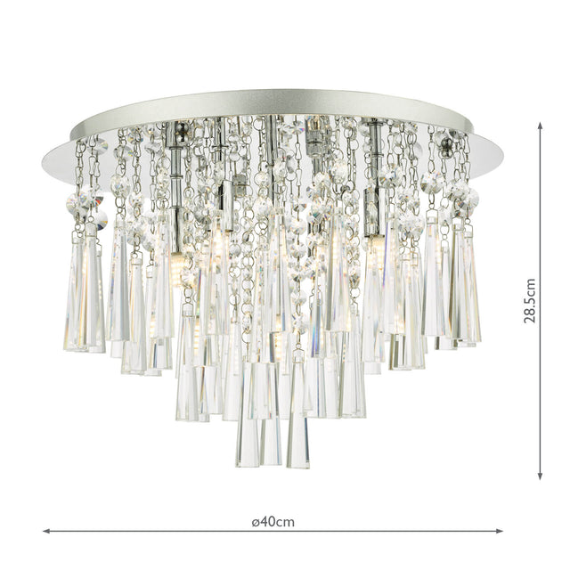 Iclyn 5 Light Flush Polished Chrome Crystal