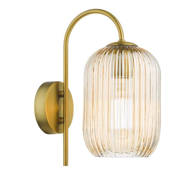 Idra Wall Light Aged Bronze and Champagne Ribbed Glass