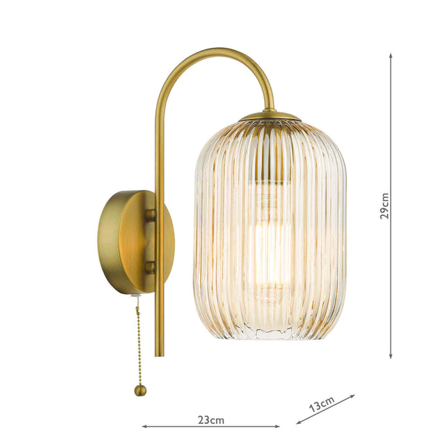 Idra Wall Light Aged Bronze and Champagne Ribbed Glass